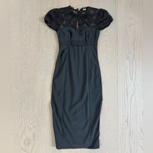 D&G Elegant Black Lace Midi Dress